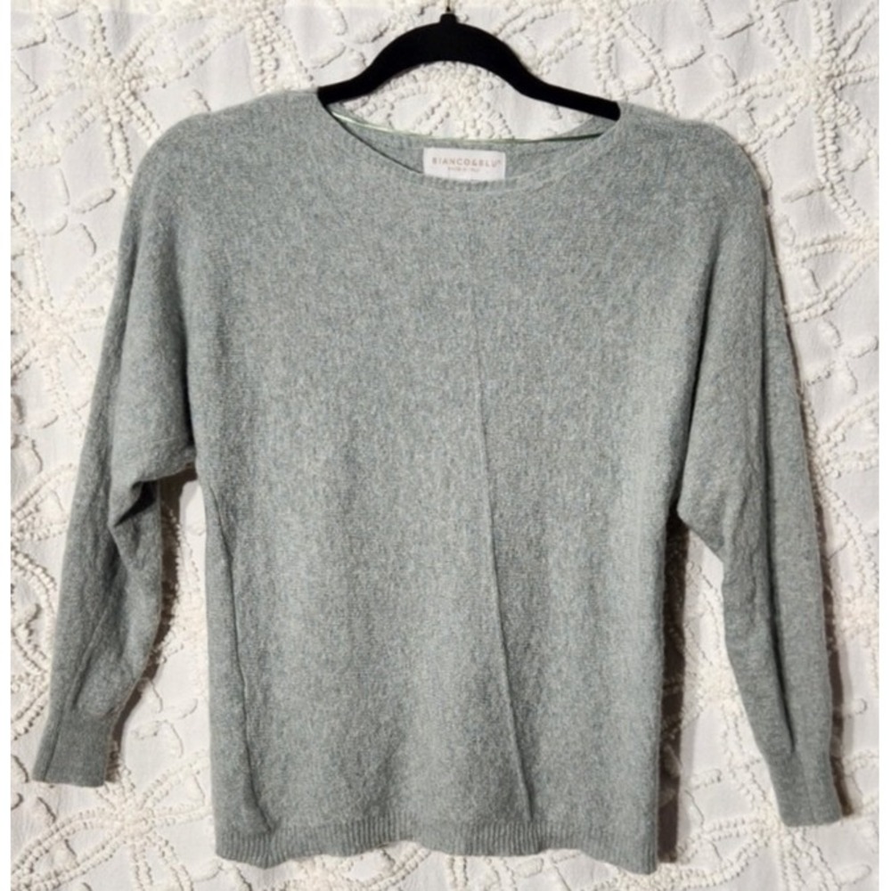 Bianco Blu Womens‎ Italian Wool Cashmere Sweater Size Medium Gray Silk Capsule